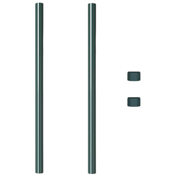 Zaunpfosten 2 pcs Grün 100 cm Pulverbeschichteter Stahl
