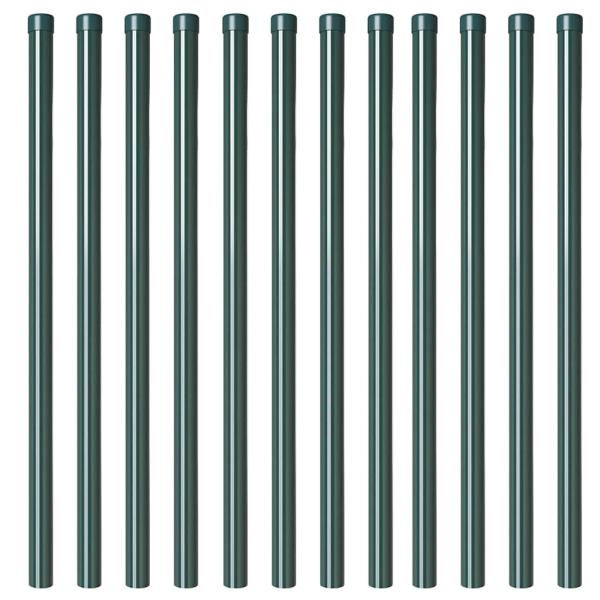 Zaunpfosten 12 pcs Grün 120 cm Pulverbeschichteter Stahl