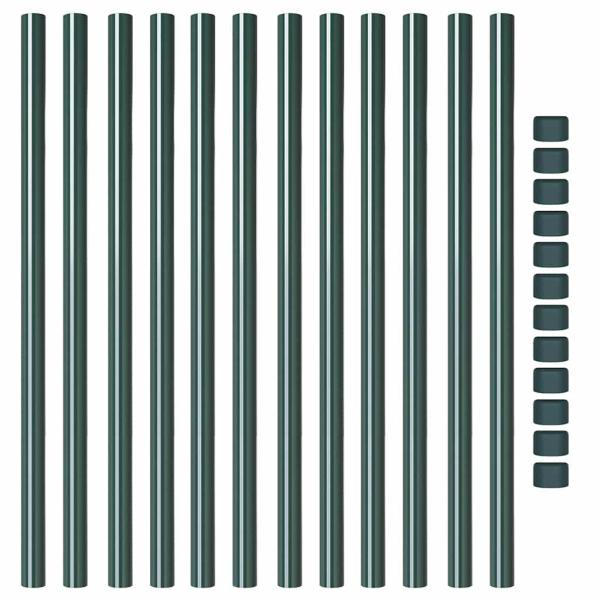 Zaunpfosten 12 pcs Grün 120 cm Pulverbeschichteter Stahl