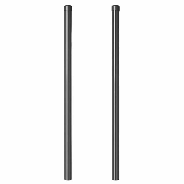 Zaunpfosten 2 pcs Grau 100 cm Pulverbeschichteter Stahl