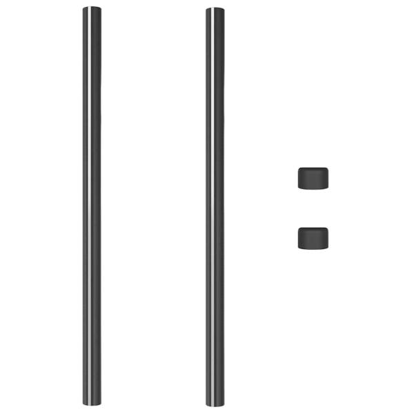 Zaunpfosten 2 pcs Grau 100 cm Pulverbeschichteter Stahl