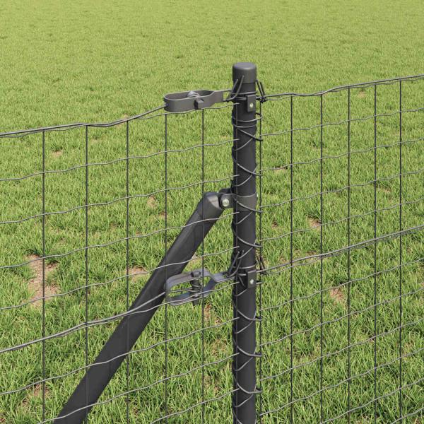 Zaunpfosten 2 pcs Grau 110 cm Pulverbeschichteter Stahl