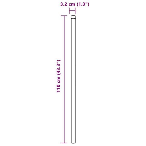 Zaunpfosten 2 pcs Grau 110 cm Pulverbeschichteter Stahl