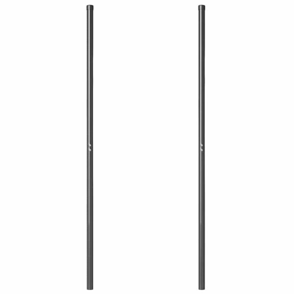 Zaunpfosten 2 pcs Grau 130 cm Pulverbeschichteter Stahl