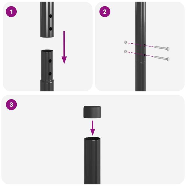 Zaunpfosten 2 pcs Grau 180 cm Pulverbeschichteter Stahl