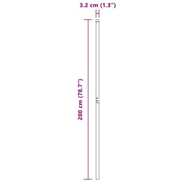 Zaunpfosten 2 pcs Grau 200 cm Pulverbeschichteter Stahl
