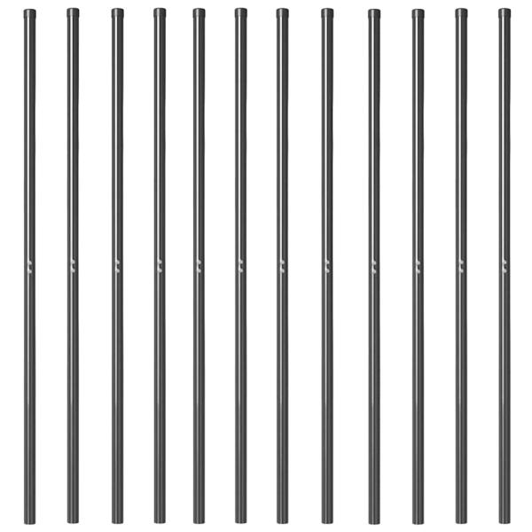 Zaunpfosten 12 pcs Grau 200 cm Pulverbeschichteter Stahl
