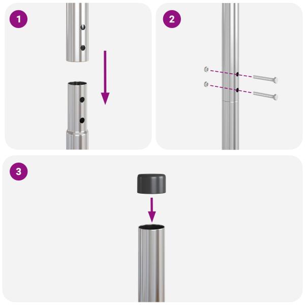 Zaunpfosten 2 pcs Silber 160 cm Galvanisierter Stahl