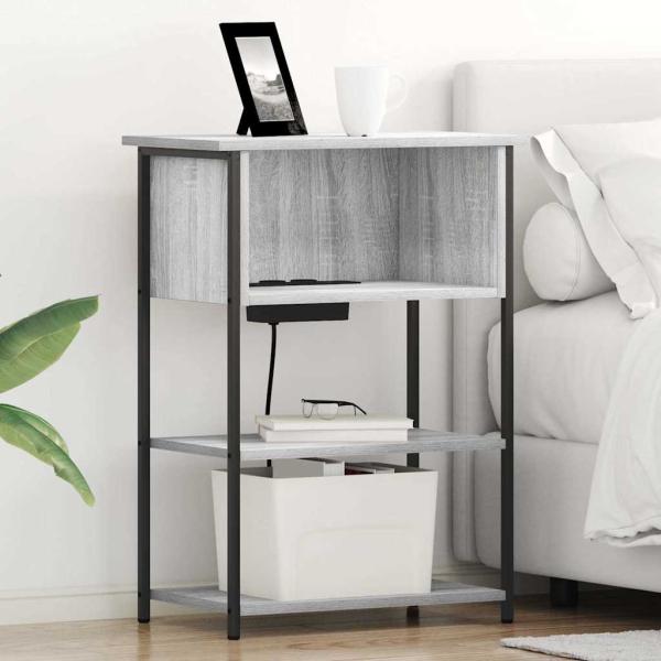 ARDEBO.de - Nachttisch Grau Sonoma 55 x 31 x 76 cm Holzwerkstoff