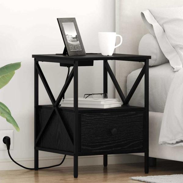 ARDEBO.de - Nachttisch 2 pcs Schwarze Eiche 41,5 x 40,5 x 55 cm