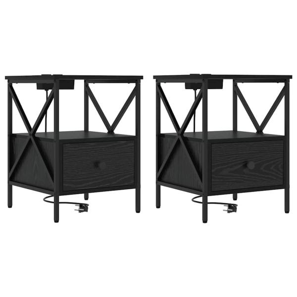 Nachttisch 2 pcs Schwarze Eiche 41,5 x 40,5 x 55 cm