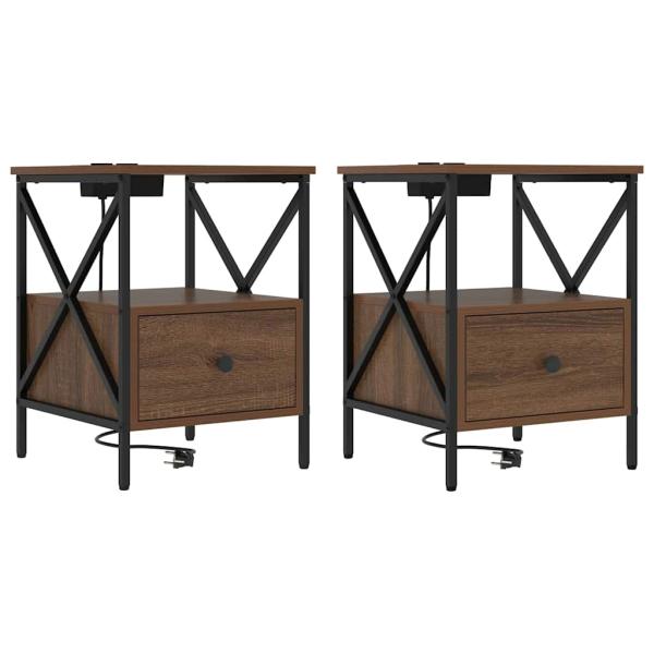 Nachttisch 2 pcs Braune Eiche 41,5 x 40,5 x 55 cm Holzwerkstoff