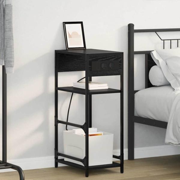 ARDEBO.de - Nachttisch Schwarze Eiche 40 x 27 x 76 cm Holzwerkstoff