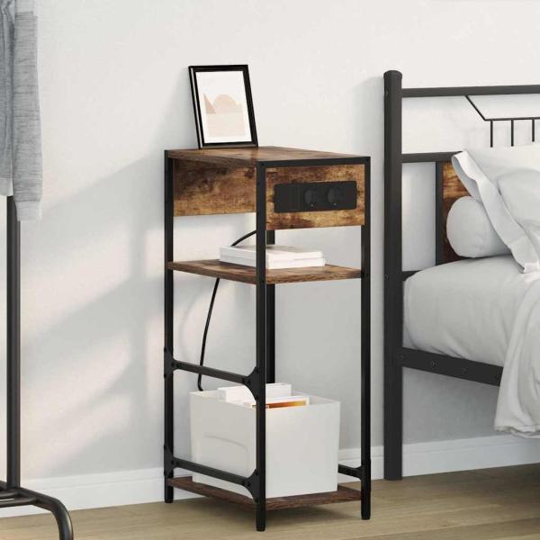 ARDEBO.de - Nachttisch Räuchereiche 40 x 27 x 76 cm Holzwerkstoff