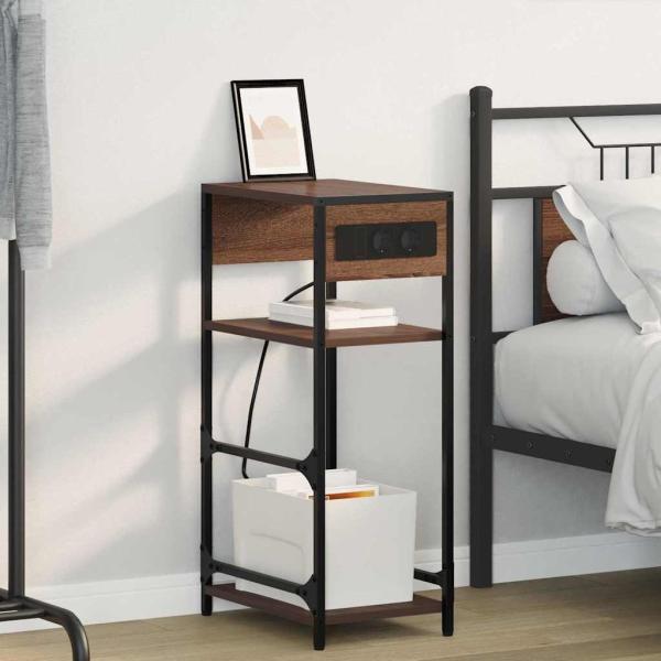 ARDEBO.de - Nachttisch Braune Eiche 40 x 27 x 76 cm Holzwerkstoff