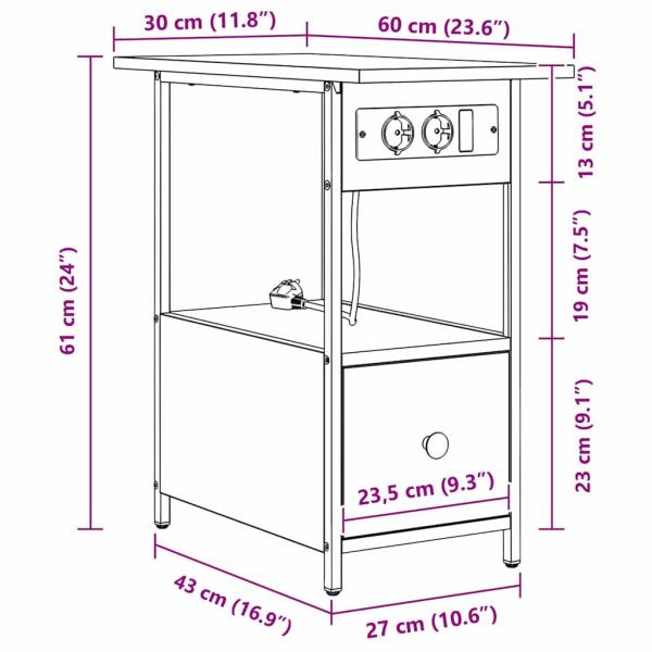 Nachttisch Grau Sonoma 60 x 30 x 61 cm Holzwerkstoff