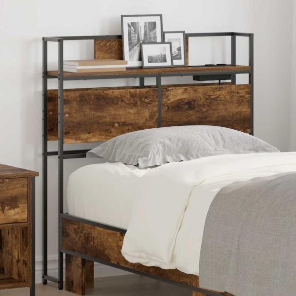 ARDEBO.de - Stauraum-Kopfteil mit Kopfteil mit Speicher Räuchereiche 80 cm Holzwerkstoff