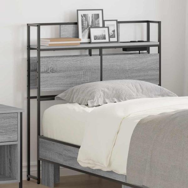 ARDEBO.de - Stauraum-Kopfteil mit Kopfteil mit Speicher Grau Sonoma 80 cm Holzwerkstoff