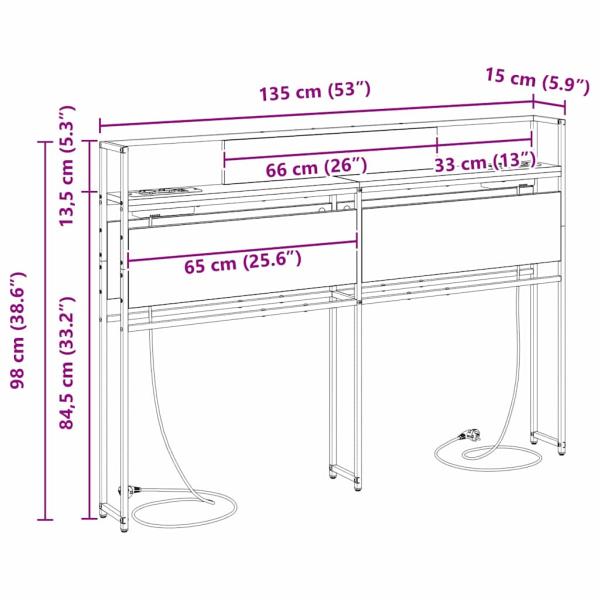 Stauraum-Kopfteil Schwarze Eiche 135 cm Holzwerkstoff