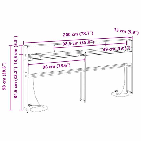 Stauraum-Kopfteil Schwarz Eichen-Optik Holzwerkstoff