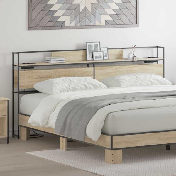 ARDEBO.de - Stauraum-Kopfteil Sonoma Eiche 200 cm Holzwerkstoff