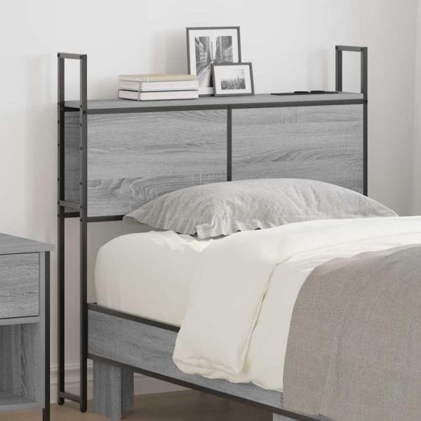 ARDEBO.de - Stauraum-Kopfteil mit Kopfteil mit Speicher Grau Sonoma 75 cm Holzwerkstoff