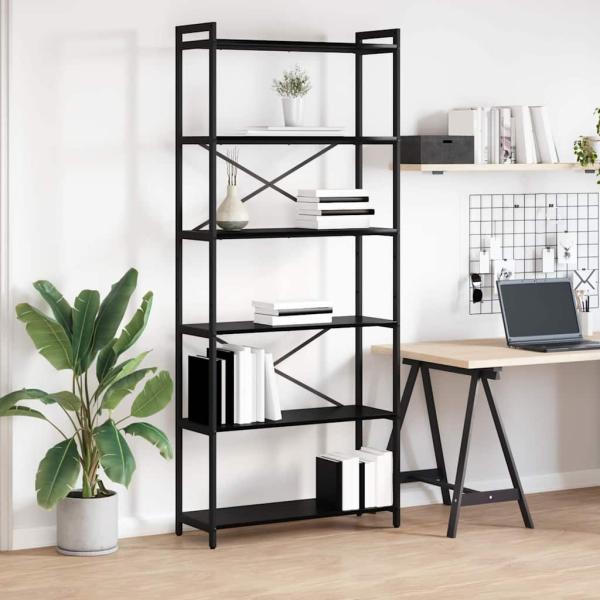 ARDEBO.de - Bücherregal Schwarze Eiche 80 x 30 x 188 cm Holz und Stahl