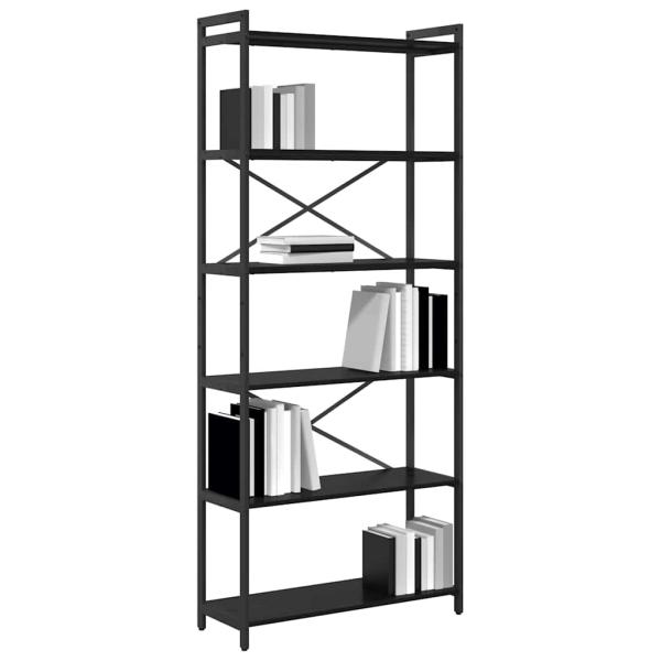 Bücherregal Schwarze Eiche 80 x 30 x 188 cm Holz und Stahl