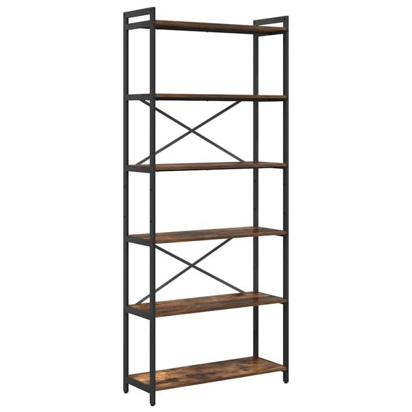 Bücherregal Räuchereiche 80 x 30 x 188 cm Holz und Stahl