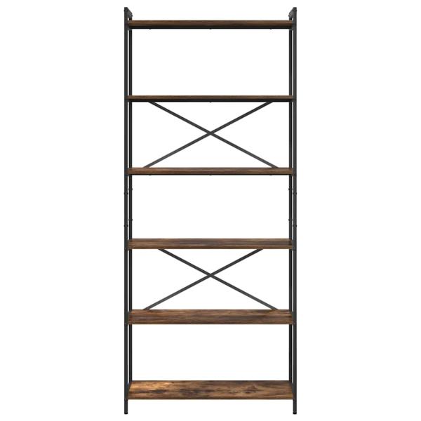 Bücherregal Räuchereiche 80 x 30 x 188 cm Holz und Stahl