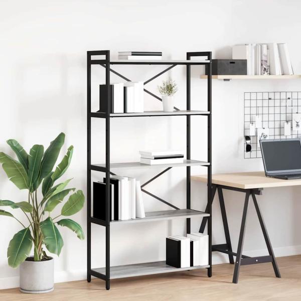 ARDEBO.de - Bücherregal Grau Sonoma 80 x 30 x 153 cm Holzwerkstoff