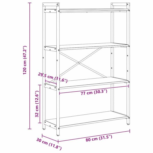 Bücherregal Grau Sonoma 80 x 30 x 118 cm Holzwerkstoff