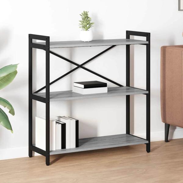 ARDEBO.de - Bücherregal Grau Sonoma 80 x 30 x 83 cm Holzwerkstoff