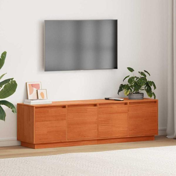 ARDEBO.de - TV-Schränk mit Speicher mit Tür Braun 156 x 37 x 45 cm Massivkiefer