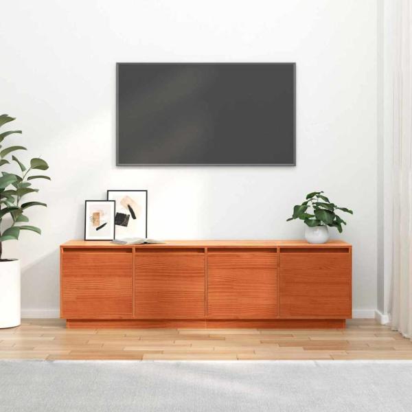 TV-Schränk mit Speicher mit Tür Braun 156 x 37 x 45 cm Massivkiefer