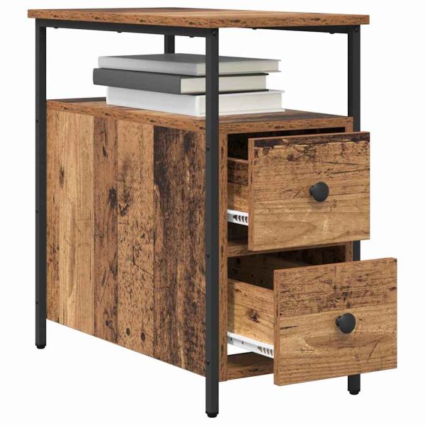 Nachttisch 2 pcs Altholz 30 x 60 x 60 cm Eisen und Spanplatte