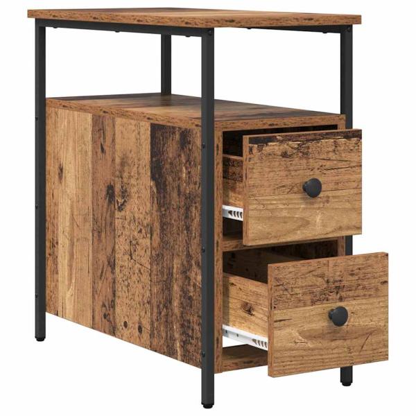 Nachttisch 2 pcs Altholz 30 x 60 x 60 cm Eisen und Spanplatte