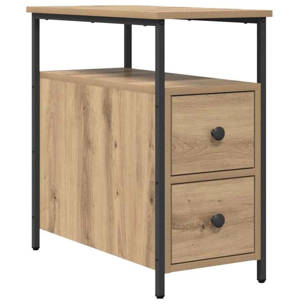 Nachttisch mit Schubladen Eiche handwerklich 30 x 60 x 60 cm
