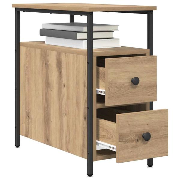 Nachttisch mit Schubladen Eiche handwerklich 30 x 60 x 60 cm