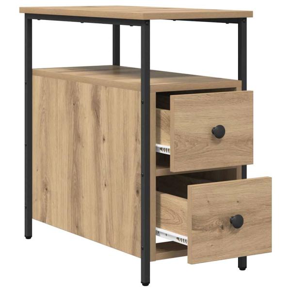 Nachttisch mit Schubladen Eiche handwerklich 30 x 60 x 60 cm