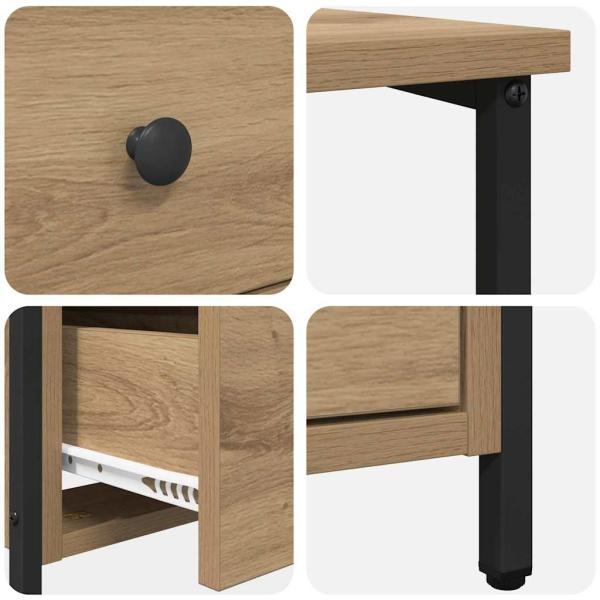 Nachttisch mit Schubladen Eiche handwerklich 30 x 60 x 60 cm