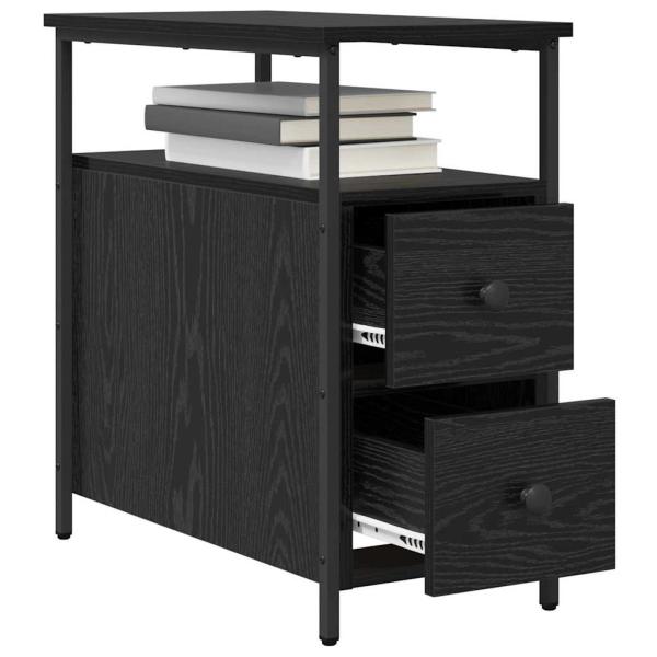 Nachttisch Schwarze Eiche 30 x 60 x 60 cm Eisen und Spanplatte