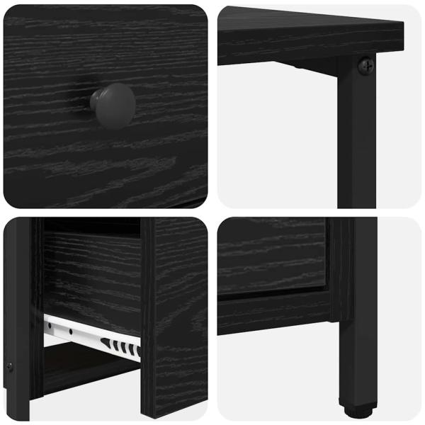 Nachttisch Schwarze Eiche 30 x 60 x 60 cm Eisen und Spanplatte