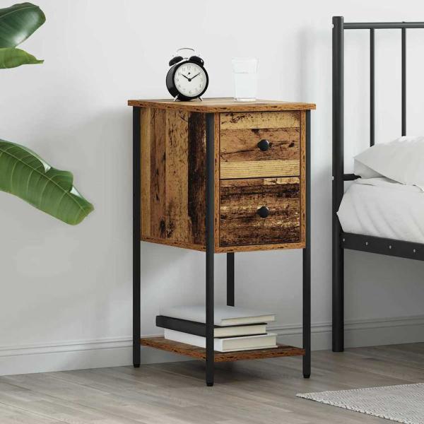 ARDEBO.de - Nachttisch Altholz 32 x 42 x 70 cm Eisen und Spanplatte