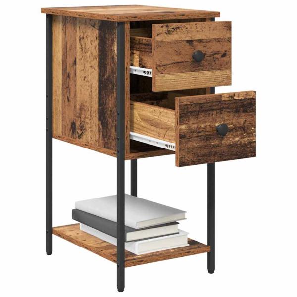 Nachttisch Altholz 32 x 42 x 70 cm Eisen und Spanplatte