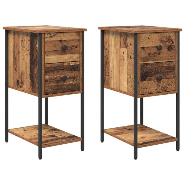 Nachttisch 2 pcs Altholz 32 x 42 x 70 cm Eisen und Spanplatte