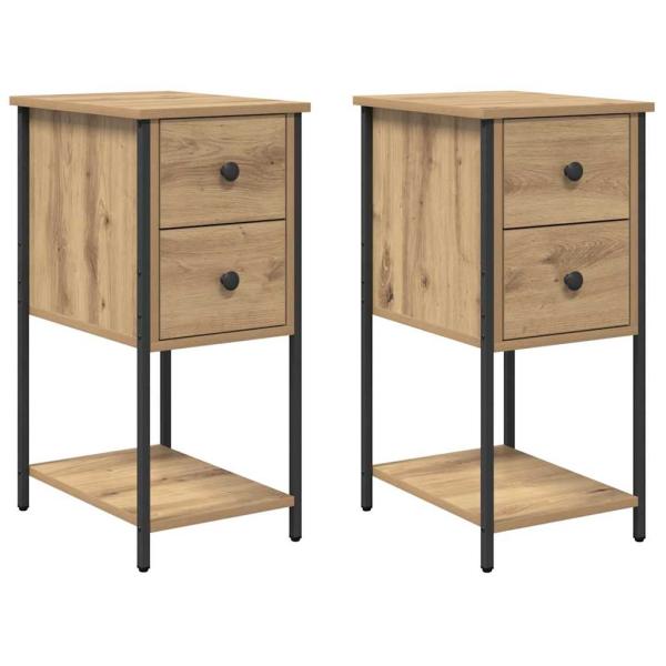 Nachttisch 2 pcs Eiche handwerklich 32 x 42 x 70 cm