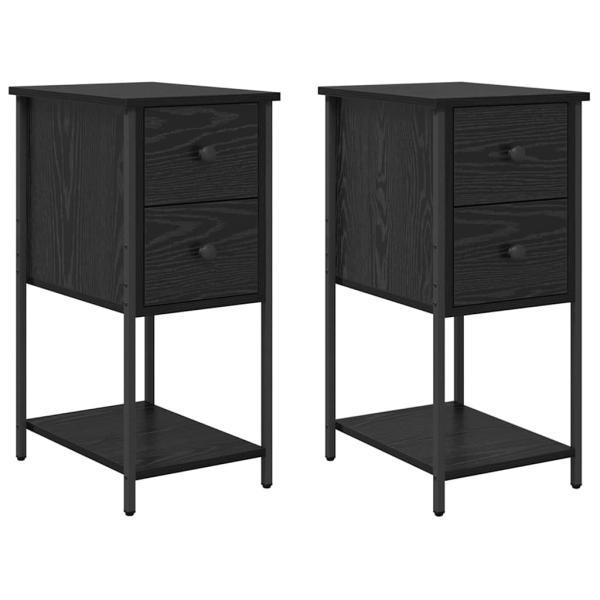 Nachttisch mit Schubladen 2 pcs Schwarze Eiche 32 x 42 x 70 cm