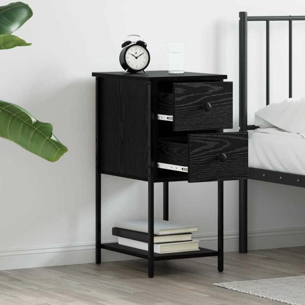 Nachttisch mit Schubladen 2 pcs Schwarze Eiche 32 x 42 x 70 cm