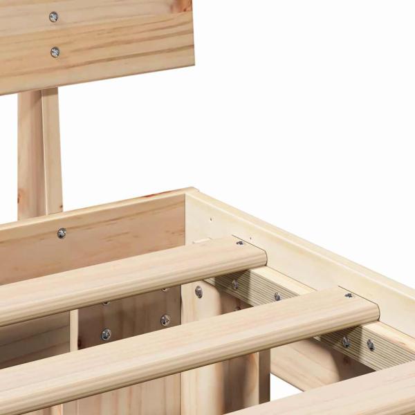Bettgestell mit Schubladen mit Kopfteil mit Speicher Braun 75 x 190 cm Massivkiefer
